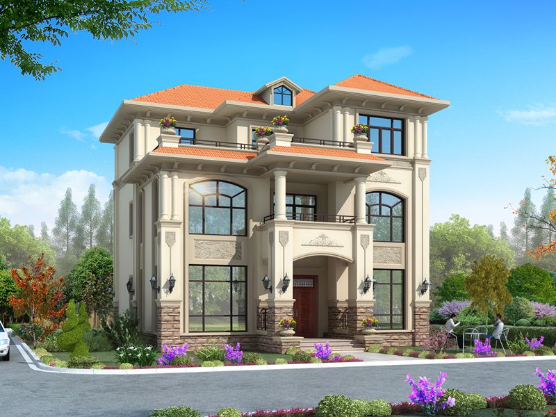 圖紙名稱：歐式三層自建房屋設計圖，農村自建房
點擊次數：435053次